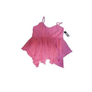 Girls Pink Handkerchief Hem Peplum Top L 10/12 Art Class Cotton Blend Sleeveless